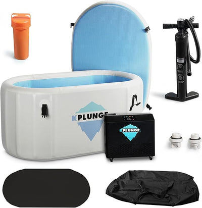 Kodiak 59" 1-Person Inflatable Cold Plunge Ice Bath or Hot Tub with 3/4 HP Chiller and Heater.