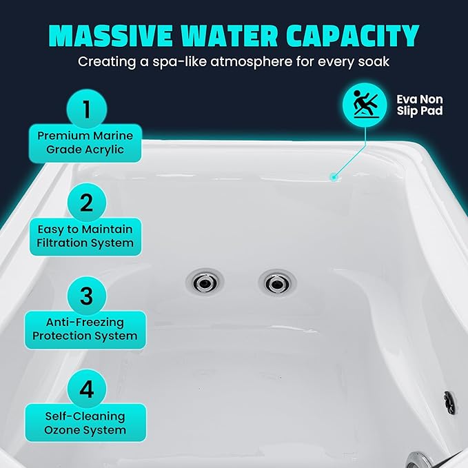 Borealis 69-in. All-in-One Cold Plunge and Hot Tub with Built-in Chiller | Acrylic Interior with 2 Jets, Bluetooth Speakers, Lights, WiFi App Control Chiller for Indoor/Outdoor Use โ White