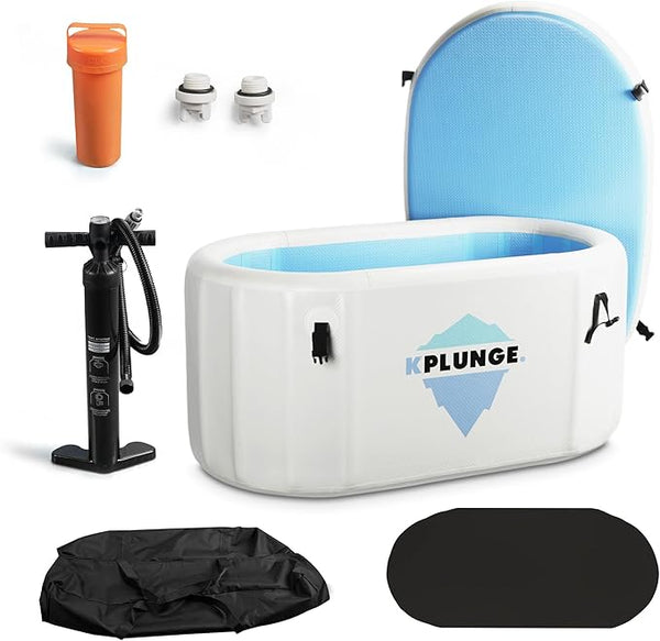 Kodiak 59" 1-Person Inflatable Cold Plunge Ice Bath Tub or Hot Tub with PVC Insulated Lid.