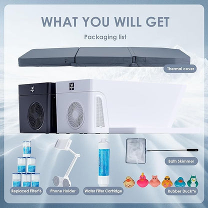 Deeptime Smart Cold Plunge Tub,Ice Bath with Built-In Chiller(Down to 38F),Smartphone Control,Whisper-Quiet,Spacious Design for Full-Body Recovery & Cold Therapy,White