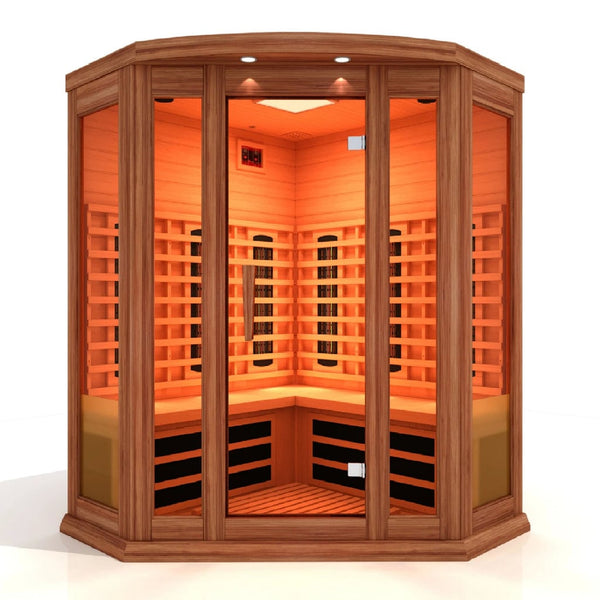 Maxxus 3-Person Corner Full Spectrum Near Zero EMF FAR Infrared Sauna with Canadian Red cedar